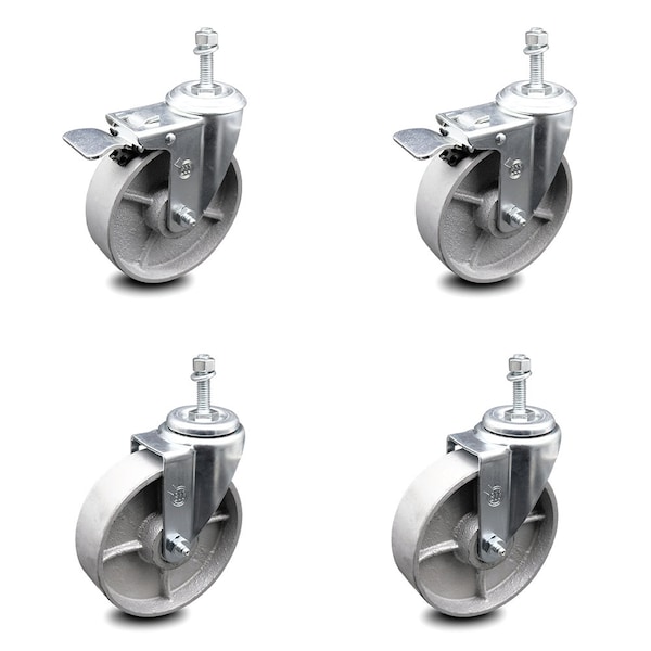 Service Caster 5 Inch Semi Steel Wheel Swivel 1/2 Inch Stem Caster Total Lock Brake SCC, 2PK SCC-TSTTL20S514-SSS-381615-2-S-2 - main